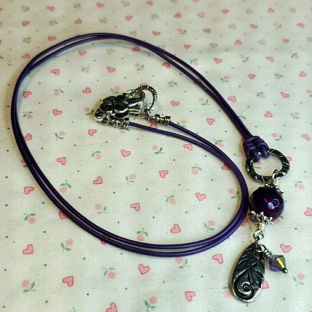 **PRICE DROP**Purple Leather Necklace! - Picture 3 of 4